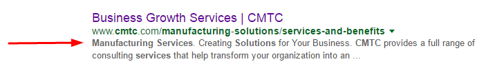 Meta description from Google's Search Engine Results Page