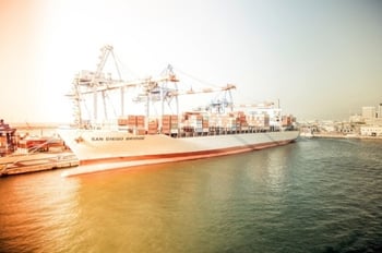 Cargo Ship Leaving Port of San Diego