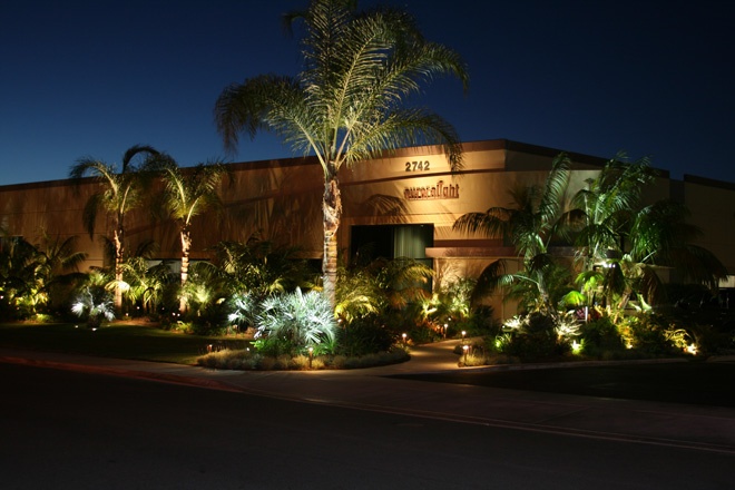 Made-in-California-manufacturer-Aurora-nightshot-of-building